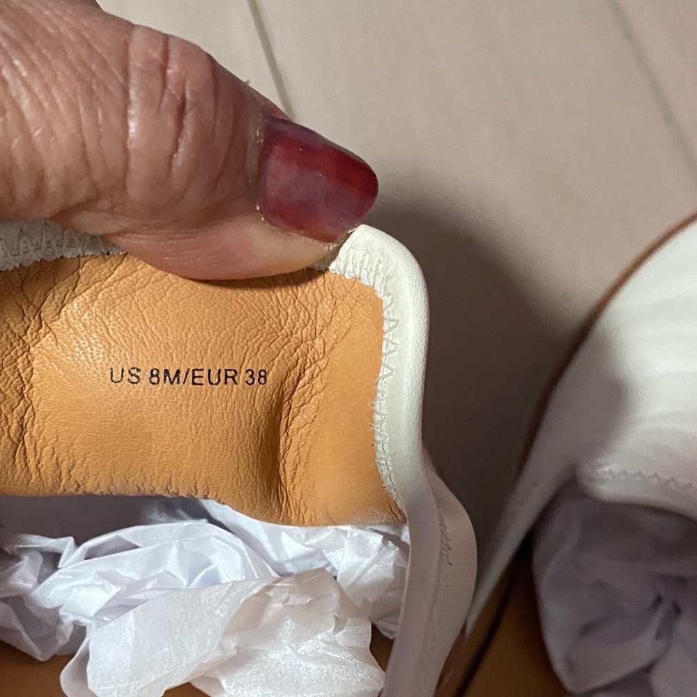 Vince White Leather Slip-On Mules with Tan Insole - Picture 7 of 9